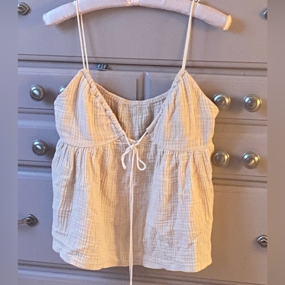 Size Medium SHEIN gauze tie front top